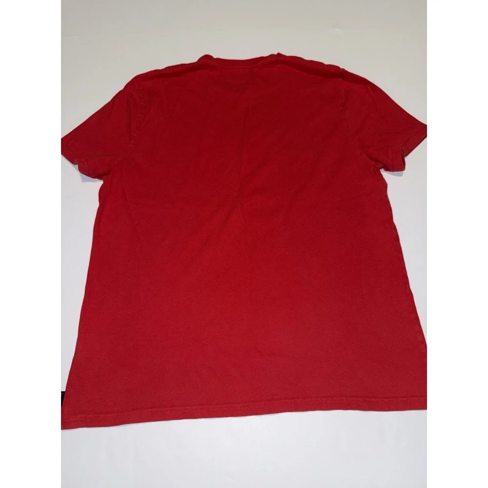 Express Men T-Shirt Large Graphic Red White Blue Cotton Casual Preppy Tee FLAWED